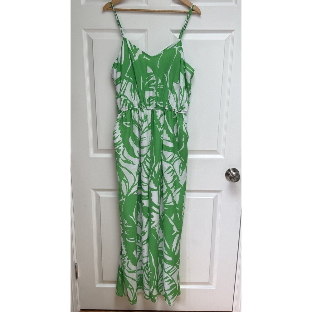 Lilly Pulitzer for Target Green/White Wide Leg Jumpsuit Romper Women's SZ Large